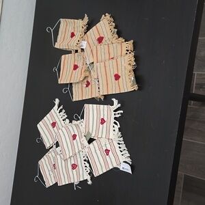 36 Vintage Hanger Towel Fringe Striped Decorations Ornament